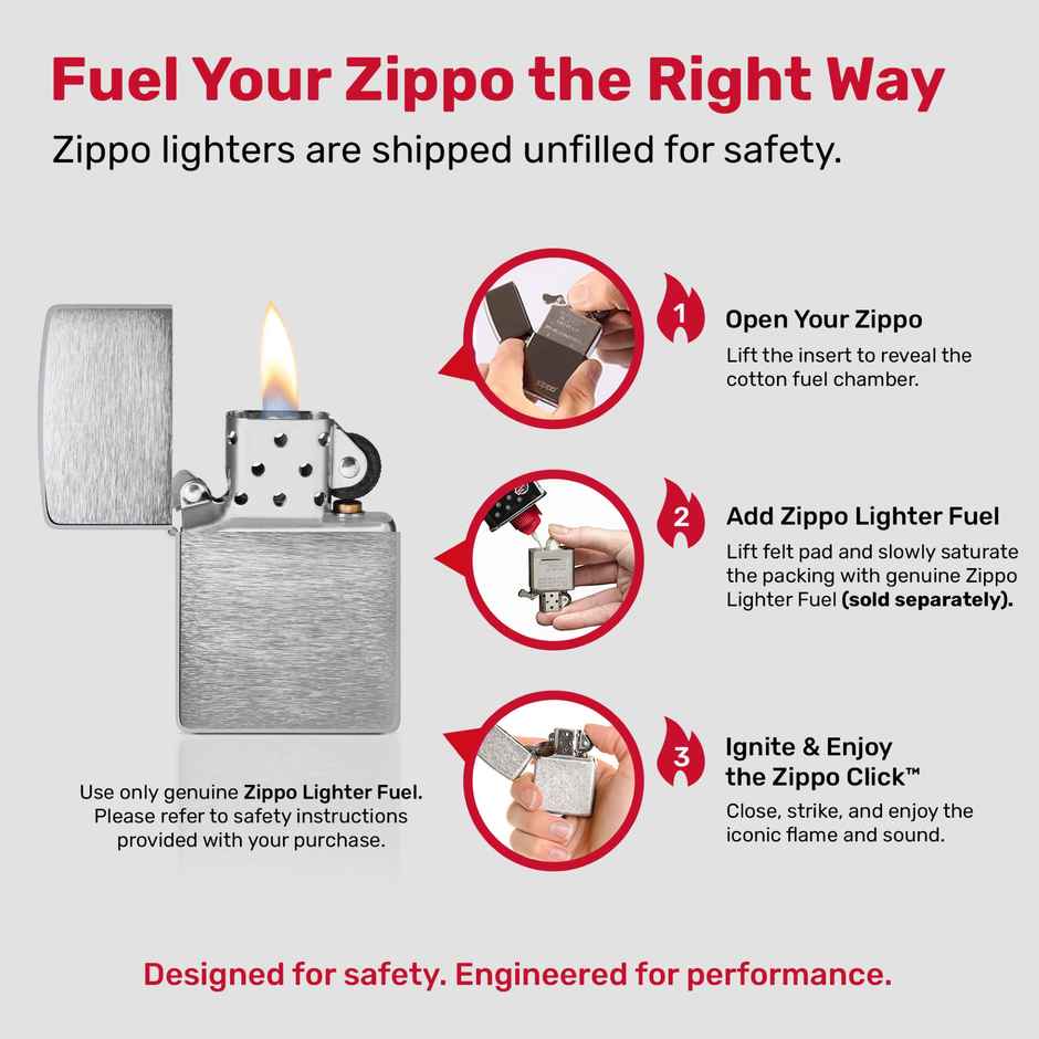 Zippo Armor Brushed Chrome Windproof Pocket Lighter