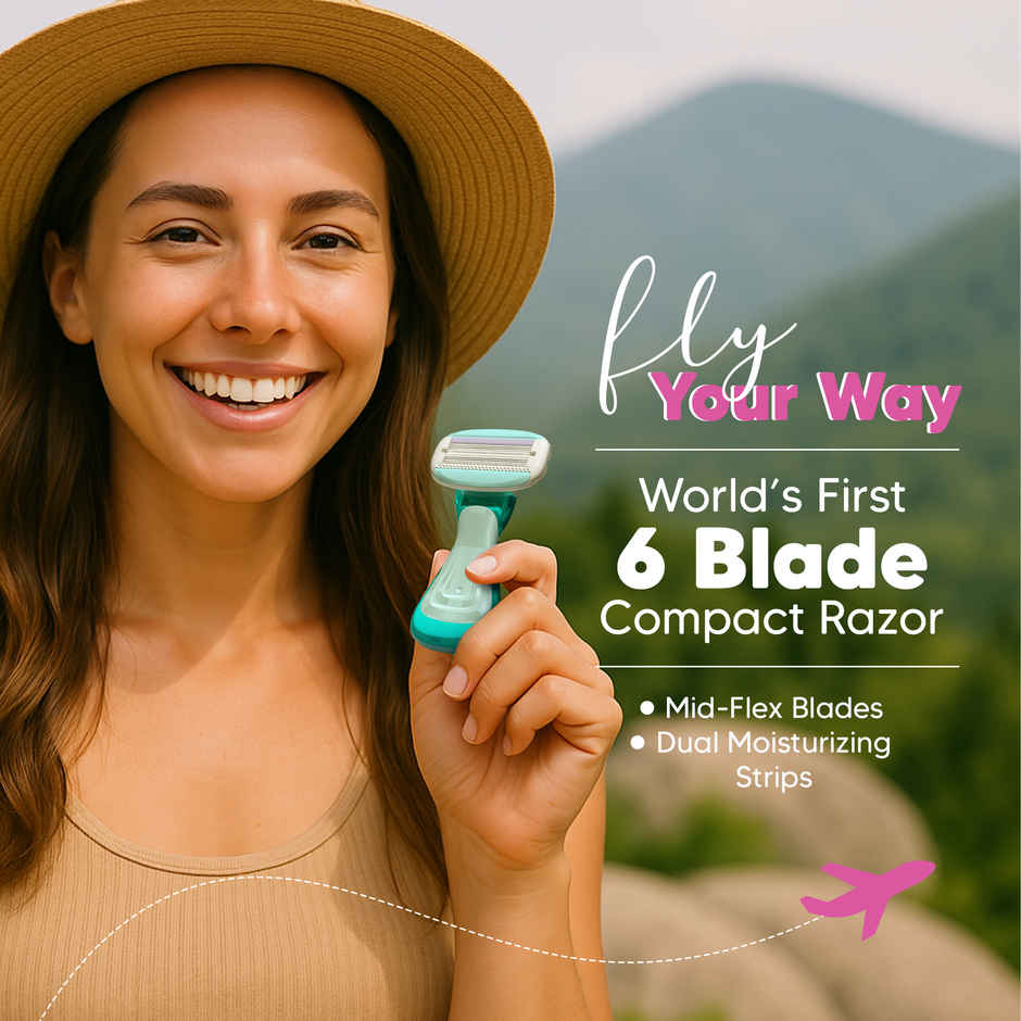 LetsShave Evior Flyyy Razor Set | World's First 6-Blade Compact Shaving Razor for Women