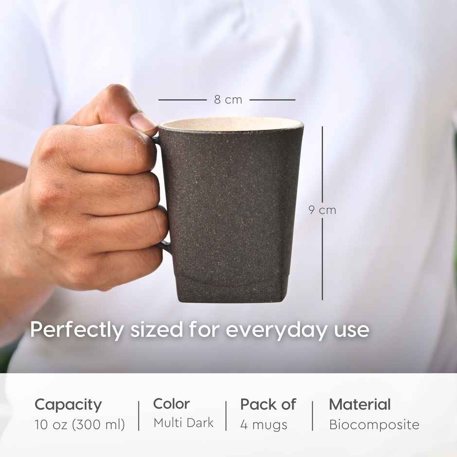 Eha Earth Friendly Duo Coffee Mug | 300 ml | Set Of 4 - Assorted