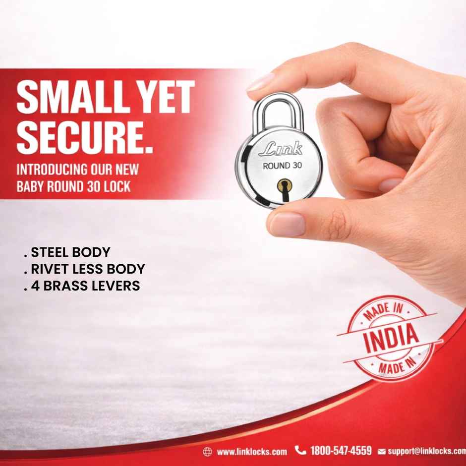 Link New Round Mini Padlock | Secure & Compact Design | Keys Included | With Warranty - 30 mm
