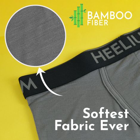 Heelium Bamboo Underwear for Men - Trunk | Soft-Comfortable & Odour Free | Pack of 1 | Grey - XL