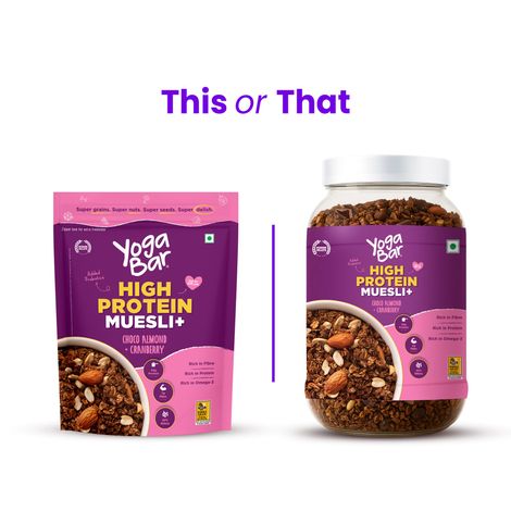 Yoga Bar  High Protein Muesli With Probiotics and Whey,No Refined Sugar,Choco Almond,High Fiber