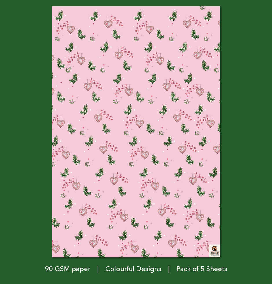 Tiger Notes Gift Wrap Xmas | Pink - 29 x 19 in