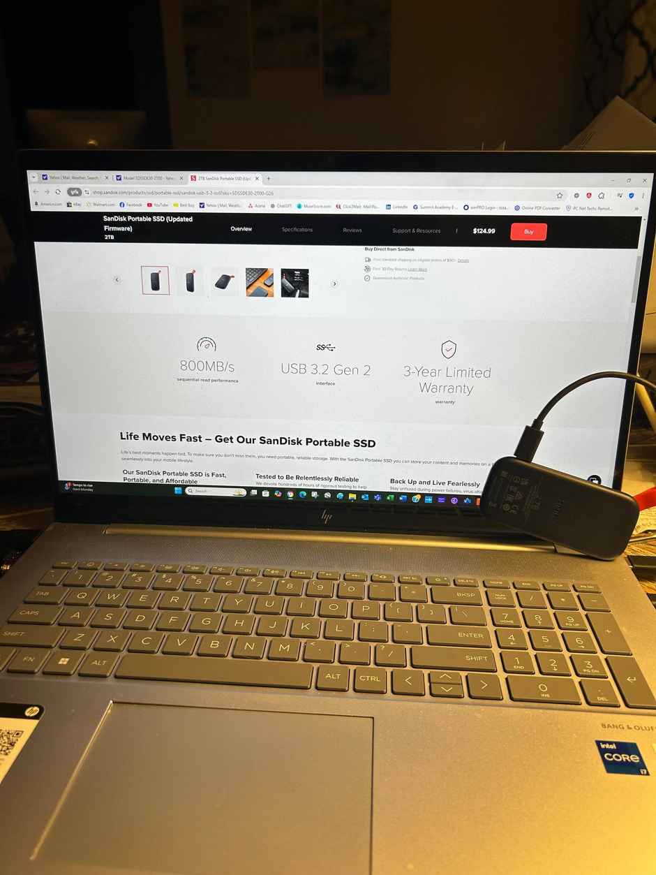 Sandisk Portable Ssd 2Tb- Up To 800Mb/S Read Speed