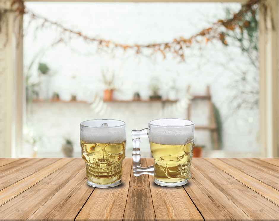 Roxx Skull Mug | 500 ml | Unique Graphic Design | Durable Glass | Perfect for Themed Parties