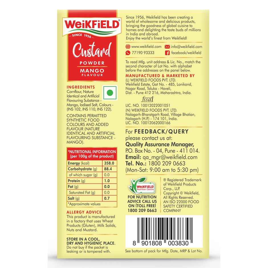 Weikfield Custard Powder Mango Flavoured Carton