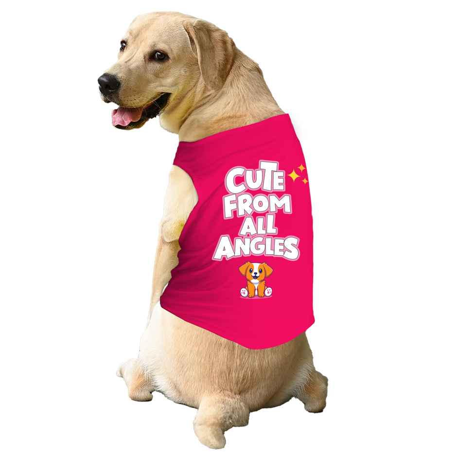 PawsIndia Sleeveless Printed Dog T-Shirt - Cute From All Angles | XS - Pink