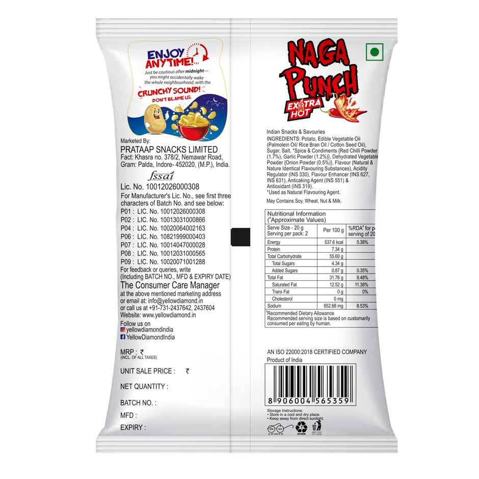 Yellow Diamond Naga Spicy Punch Chips | Crunchy & Bold