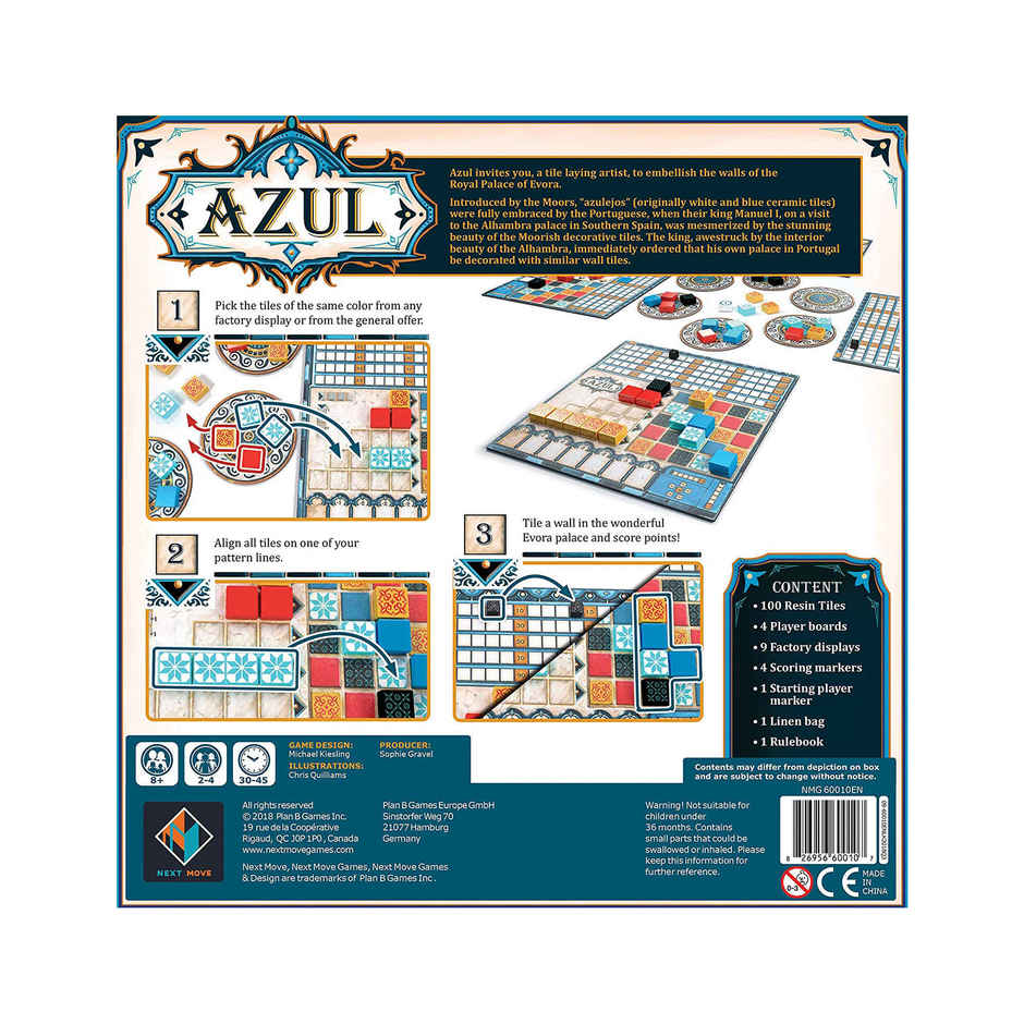 Awestuffs Azul Game Strategy Tile Placement Family Board Games for Adults and Kids 2 to 4 Players