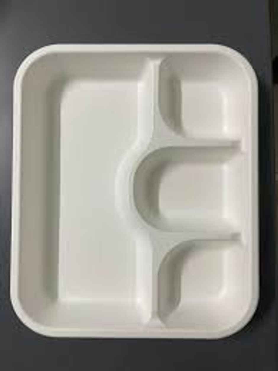 Bagasse Disposable Square Plate | 4 Compartment | 9 inch | Naturepac