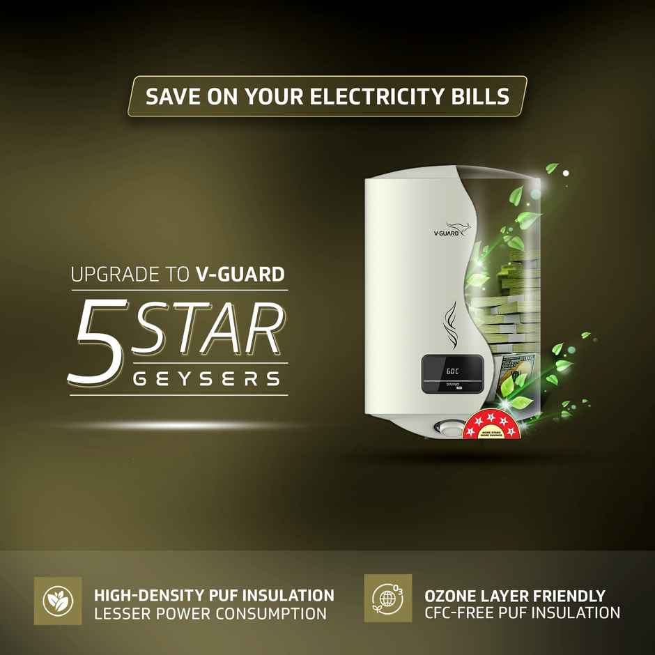 V-Guard Divino Dg Geyser 25 Litre Water Heater For Home| White