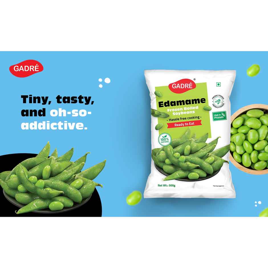 Gadre Edamame | No Added Preservatives | Frozen Green Soybeans | Ready to Eat | Healthy Veg Snack