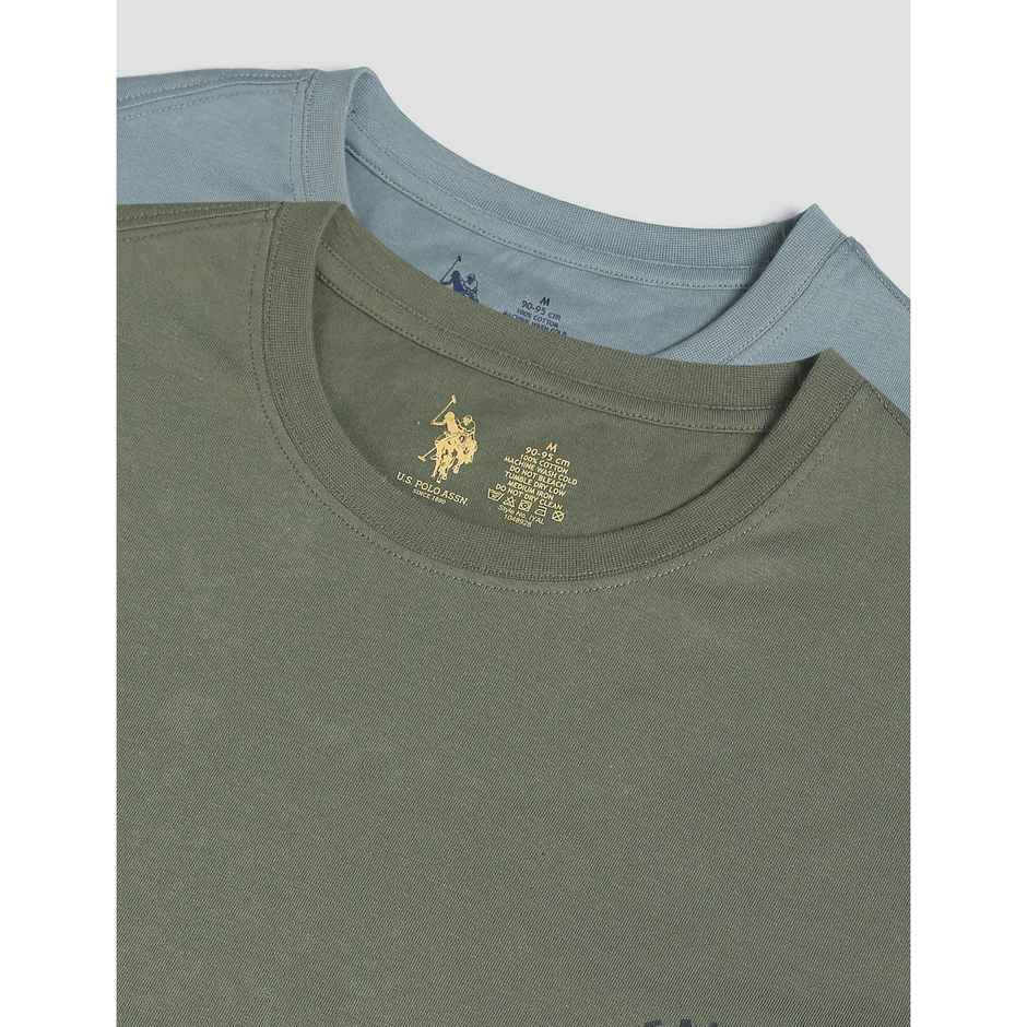 U.S. Polo Assn. Men's Tonal Logo Cotton Lounge T-Shirt | Grey and Green | Pack of 2 - XL