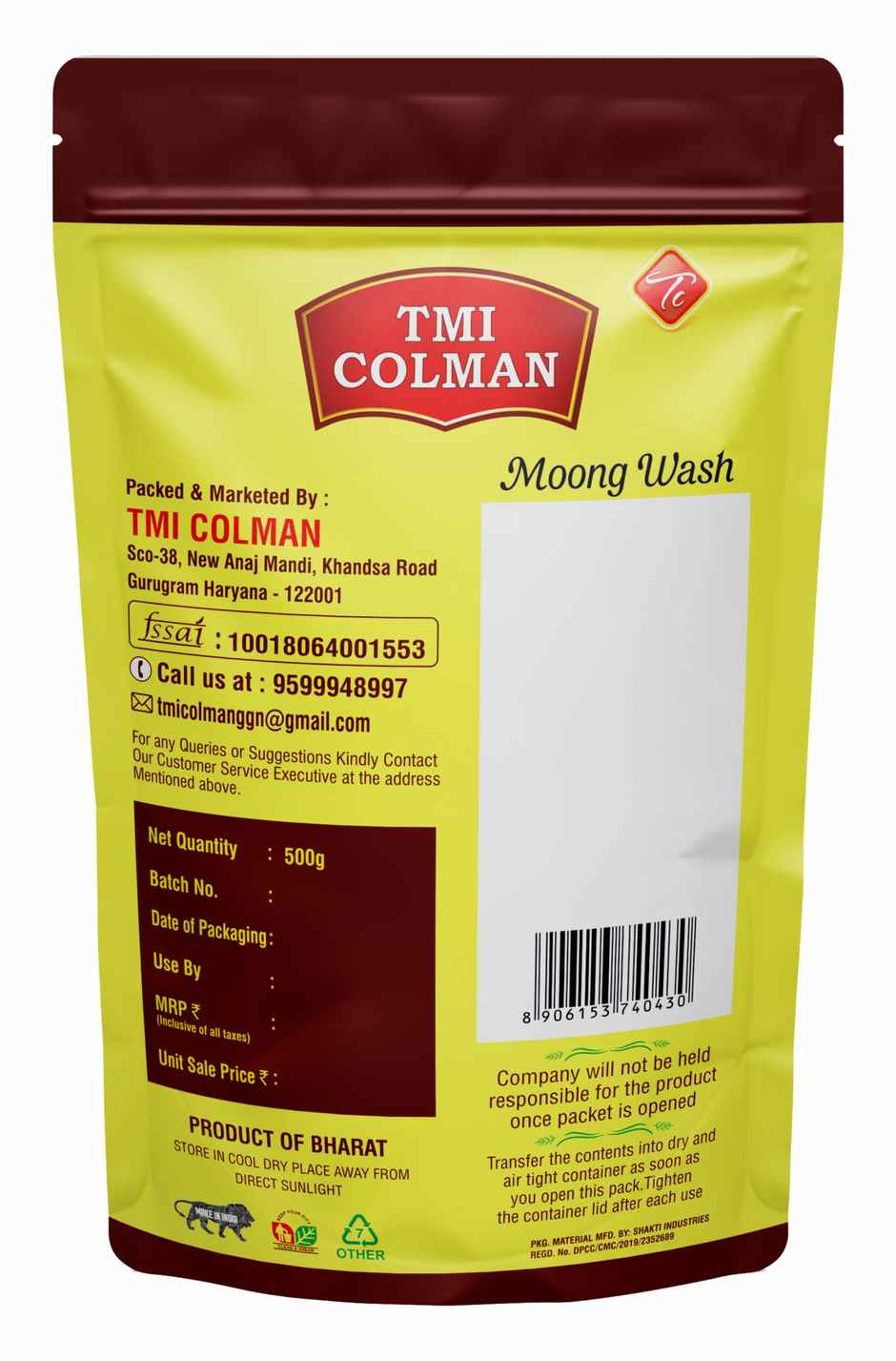 TMI COLMAN Moong Wash