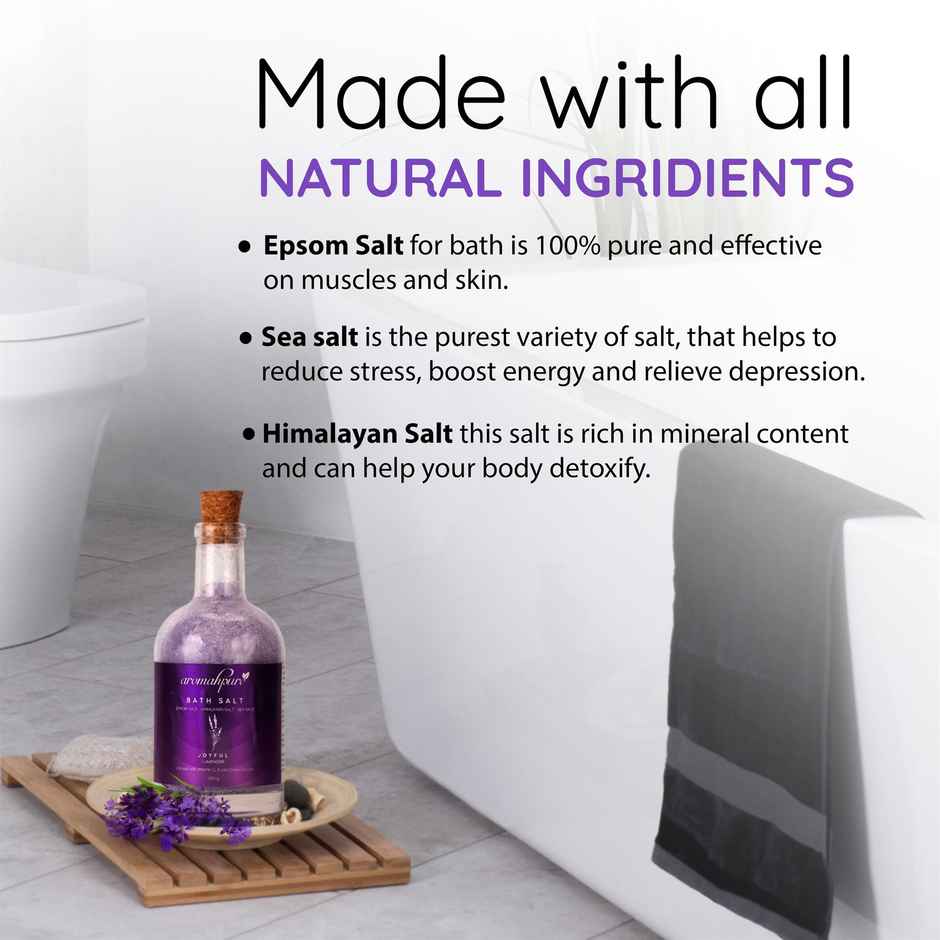 Aromahpure 100% Natural Bath Salt with Essential Oils - Lavender Fragrance