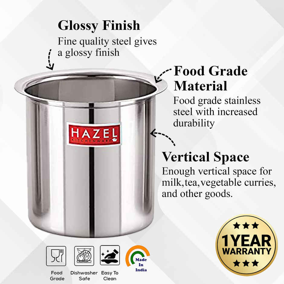 Hazel Steel Milk Pot With Lid, 1500 ml | Stainless Steel Milk Boiler For Kitchen