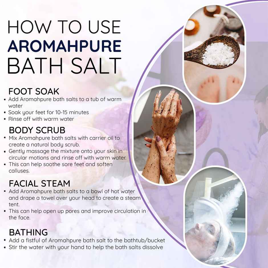 Aromahpure 100% Natural Bath Salt with Essential Oils - Lavender Fragrance