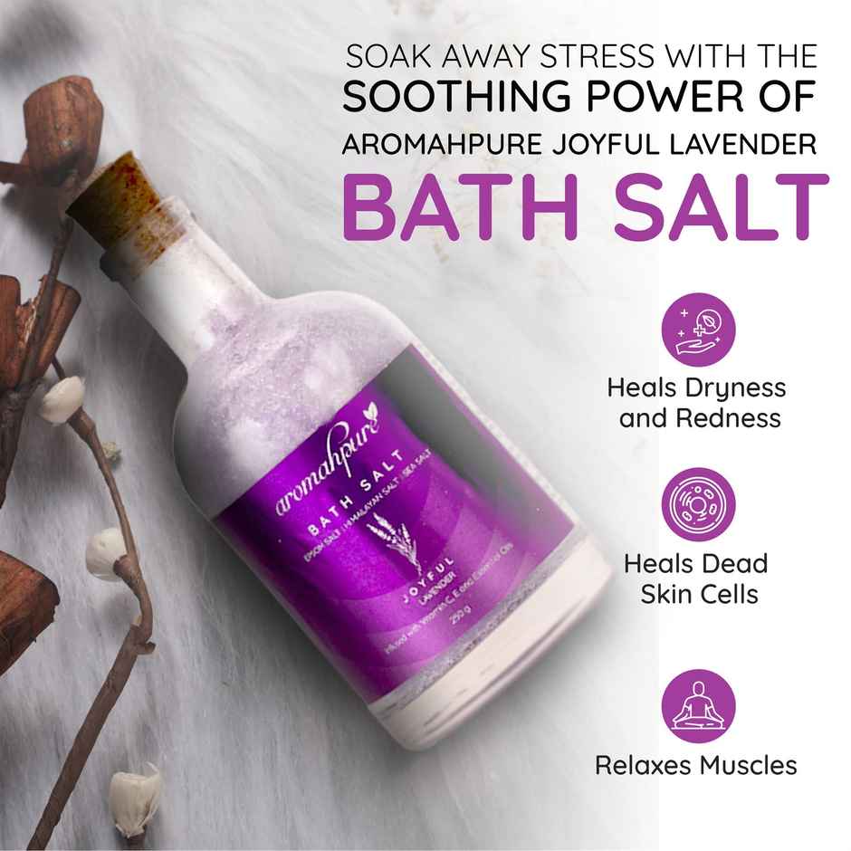 Aromahpure 100% Natural Bath Salt with Essential Oils - Lavender Fragrance