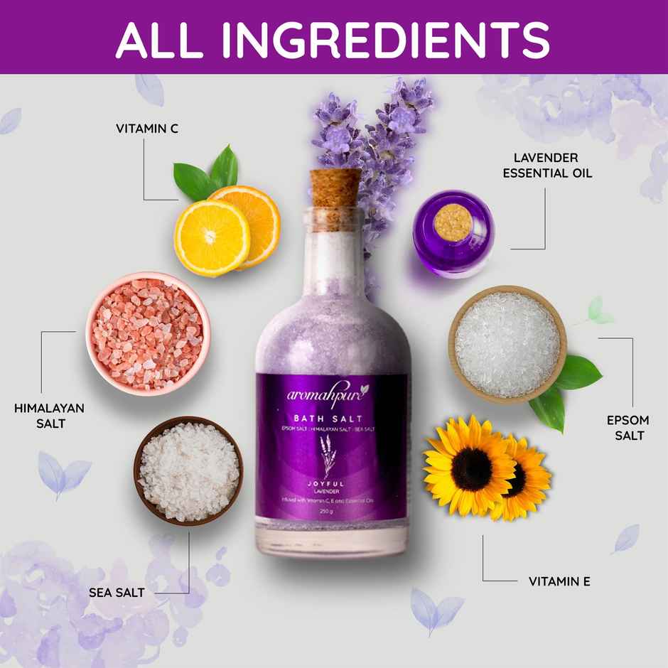 Aromahpure 100% Natural Bath Salt with Essential Oils - Lavender Fragrance