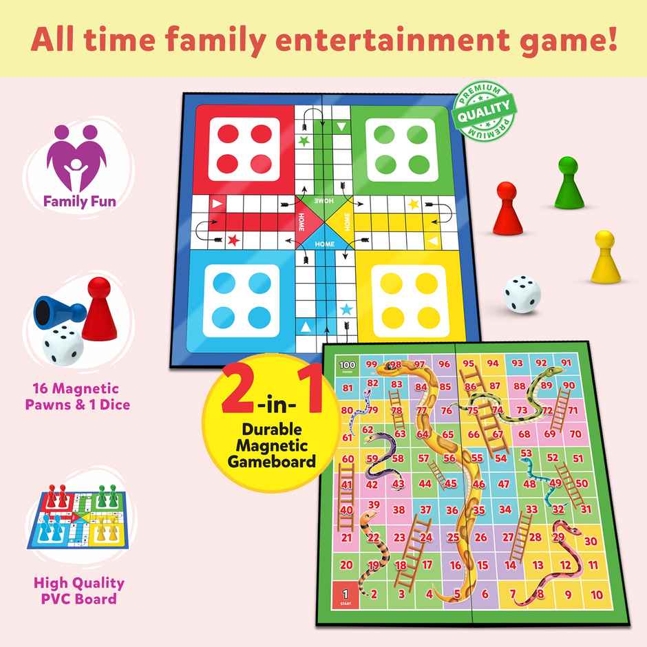 Magnetic Ludo Board Game Set - 2 In 1 Folding Ludo Board For Kids & Adults - Lb62