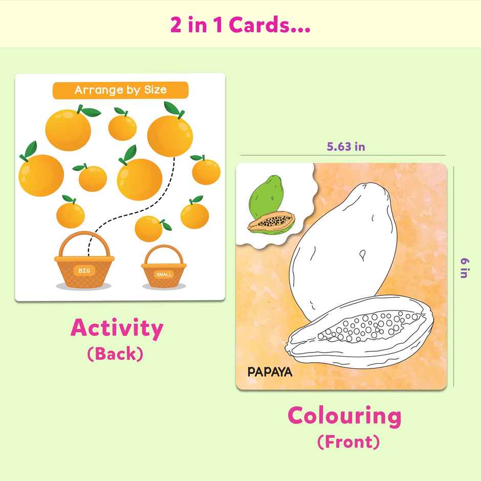 2 In 1 Activity Flash Cards For Kids: Fruits & Vegetables | 24 Reusable Cards With Crayons - Lb81