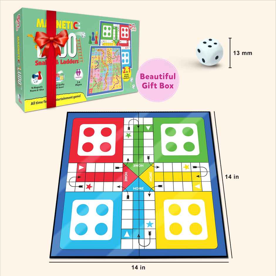 Magnetic Ludo Board Game Set - 2 In 1 Folding Ludo Board For Kids & Adults - Lb62