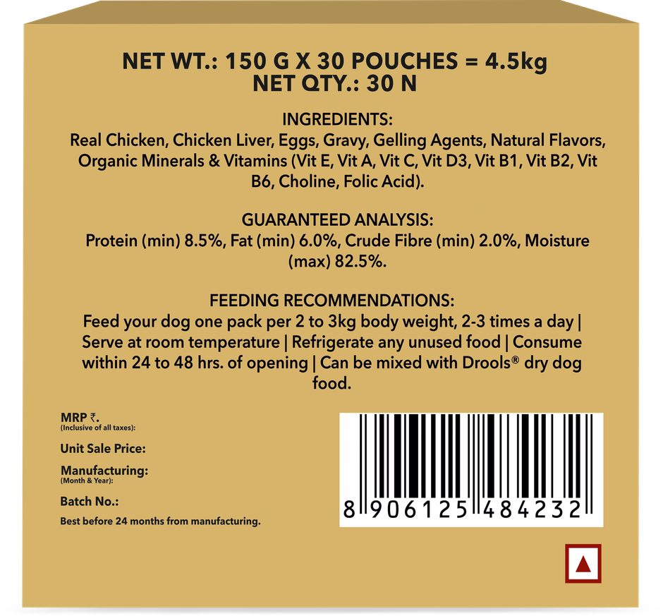 Drools Adult Real Chicken And Chicken Liver Chunks In Gravy (150 gm x 30)