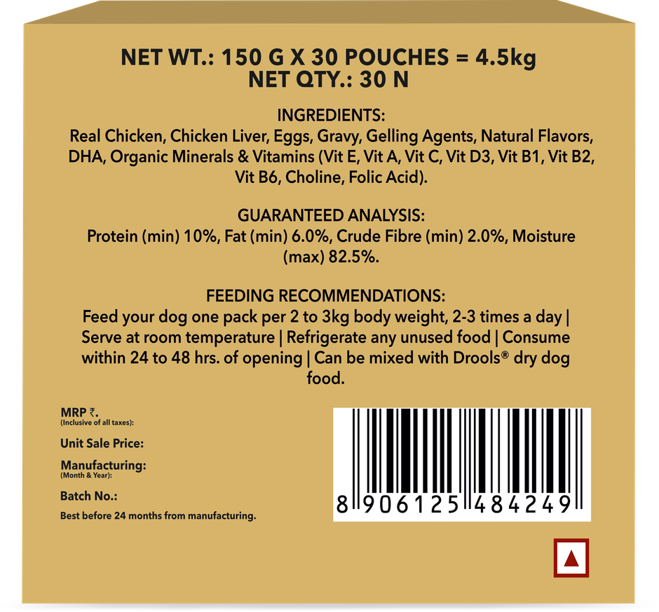 Drools Puppy Real Chicken And Chicken Liver Chunks In Gravy (150 gm x 30)