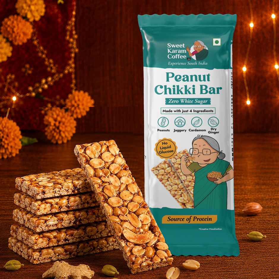Sweet Karam Coffee Peanut Chikki Bar | No White Sugar