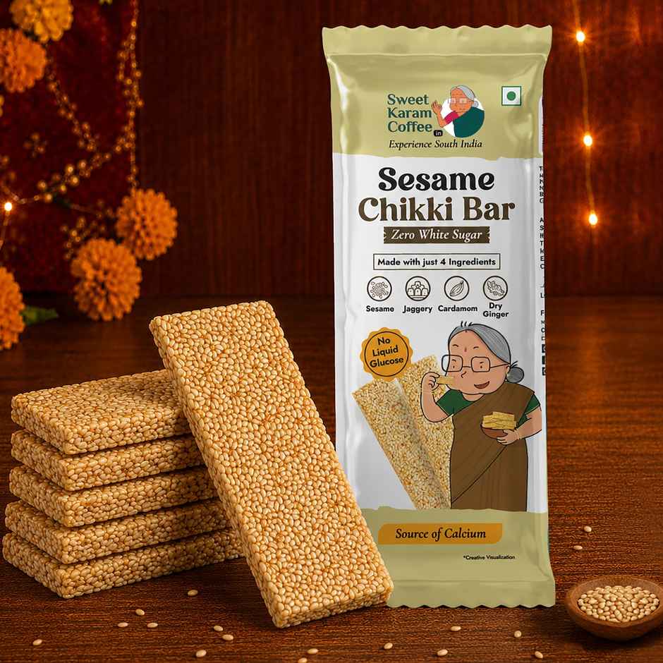 Sweet Karam Coffee White Sesame Chikki Bar | No White Sugar
