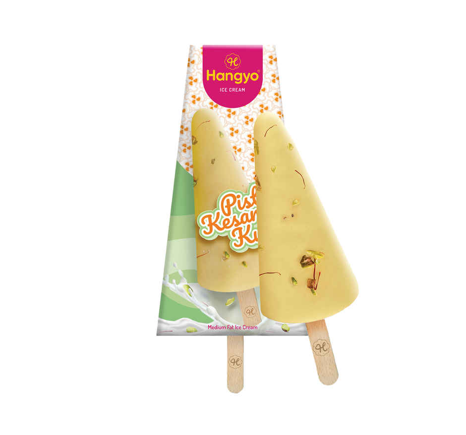 Hangyo Pista Kesar Kulfi Medium Fat Ice Cream (50ml) & Hangyo Malai Kulfi (50ml) Combo