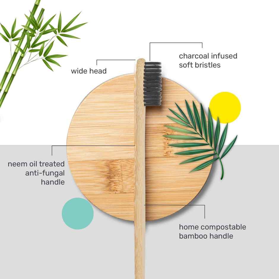 Awenest Bamboo Toothbrush With Charcoal Activated Soft Bristles
