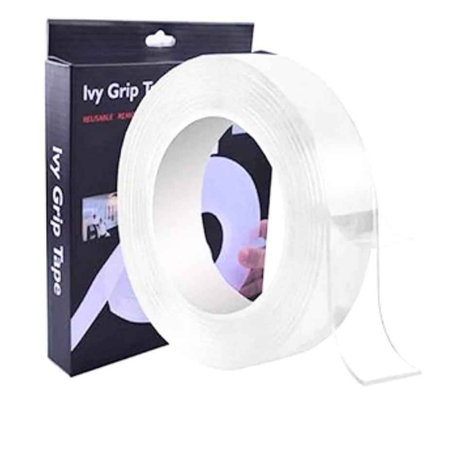 Nano Double Sided Tape | 2 mm x 3 m (Colour May Vary) | Strong Reusable Adhesive