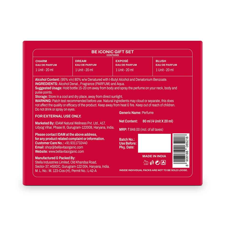 Bella Vita Organic Be Iconic Edp Perfume Gift Set For Women