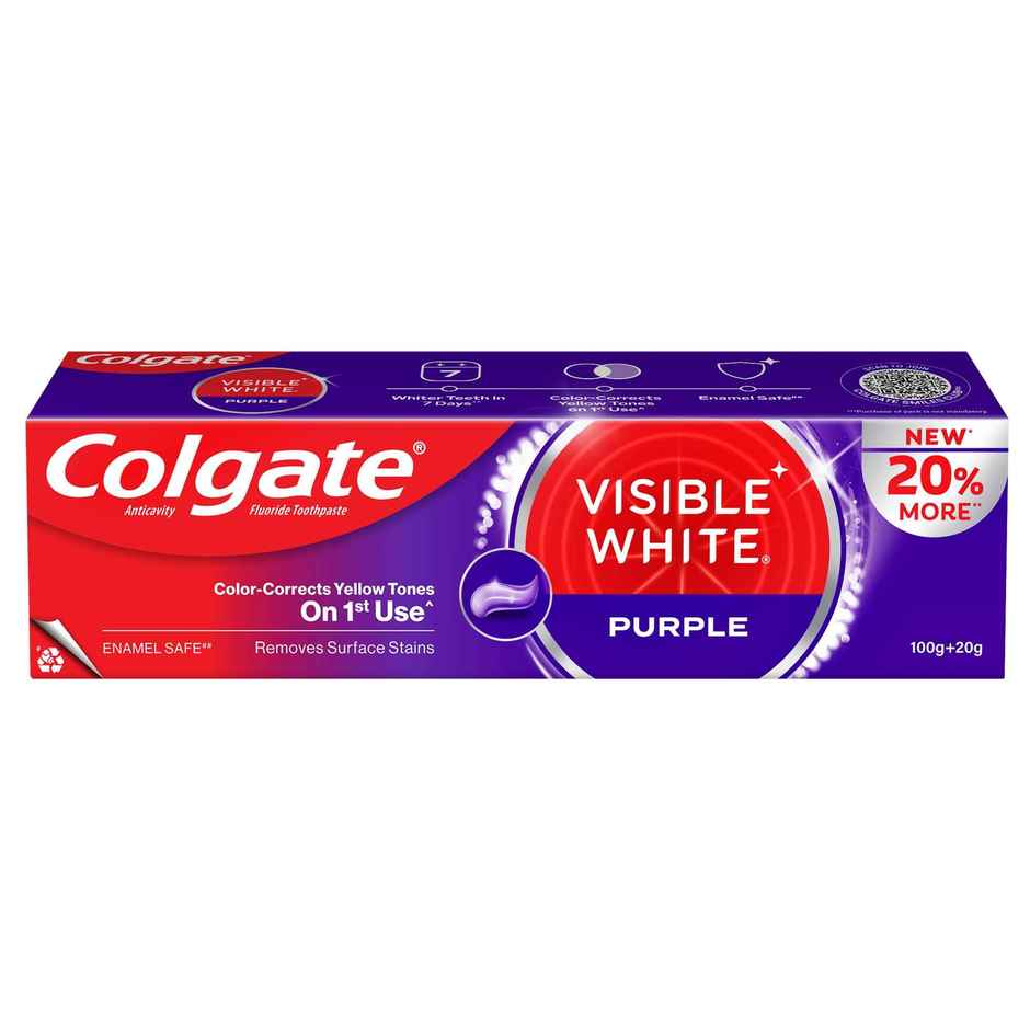 Colgate Visible White Purple Toothpaste | Removes Surface Stains | Enamel Safe