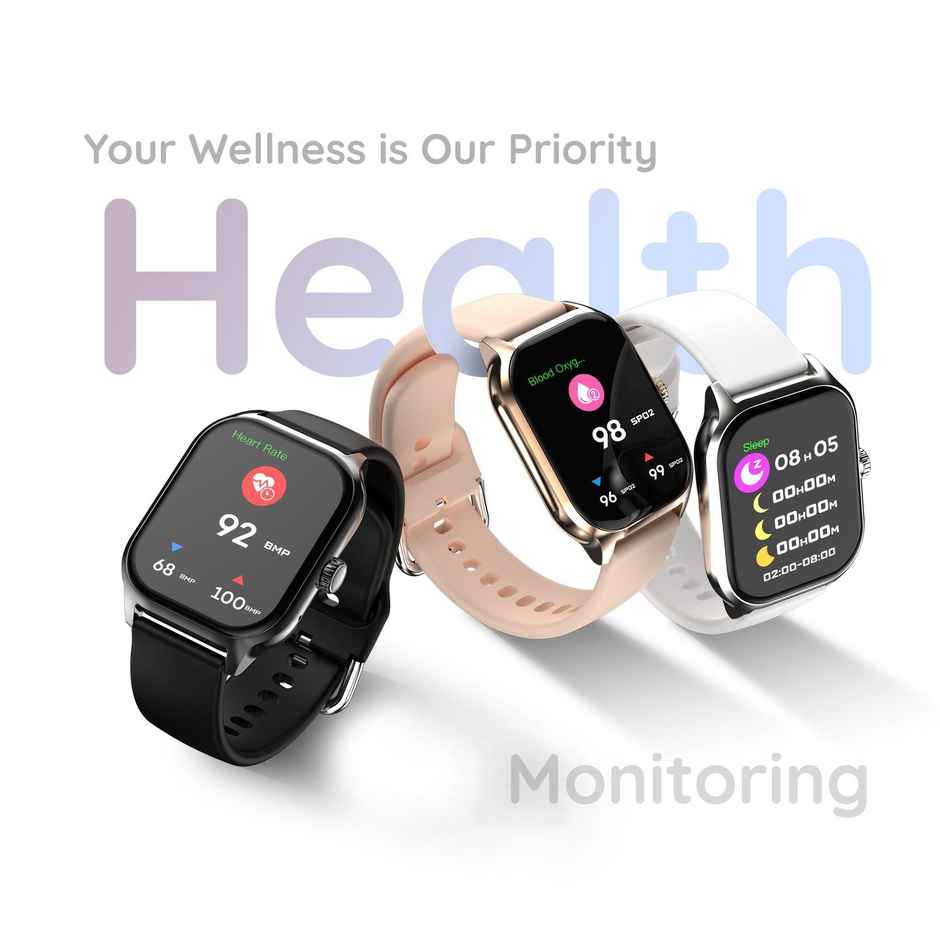 Pebble Vista Smartwatch with Bluetooth Calling | 1.99" Rectangle Display | Heart Rate Monitor - Silver