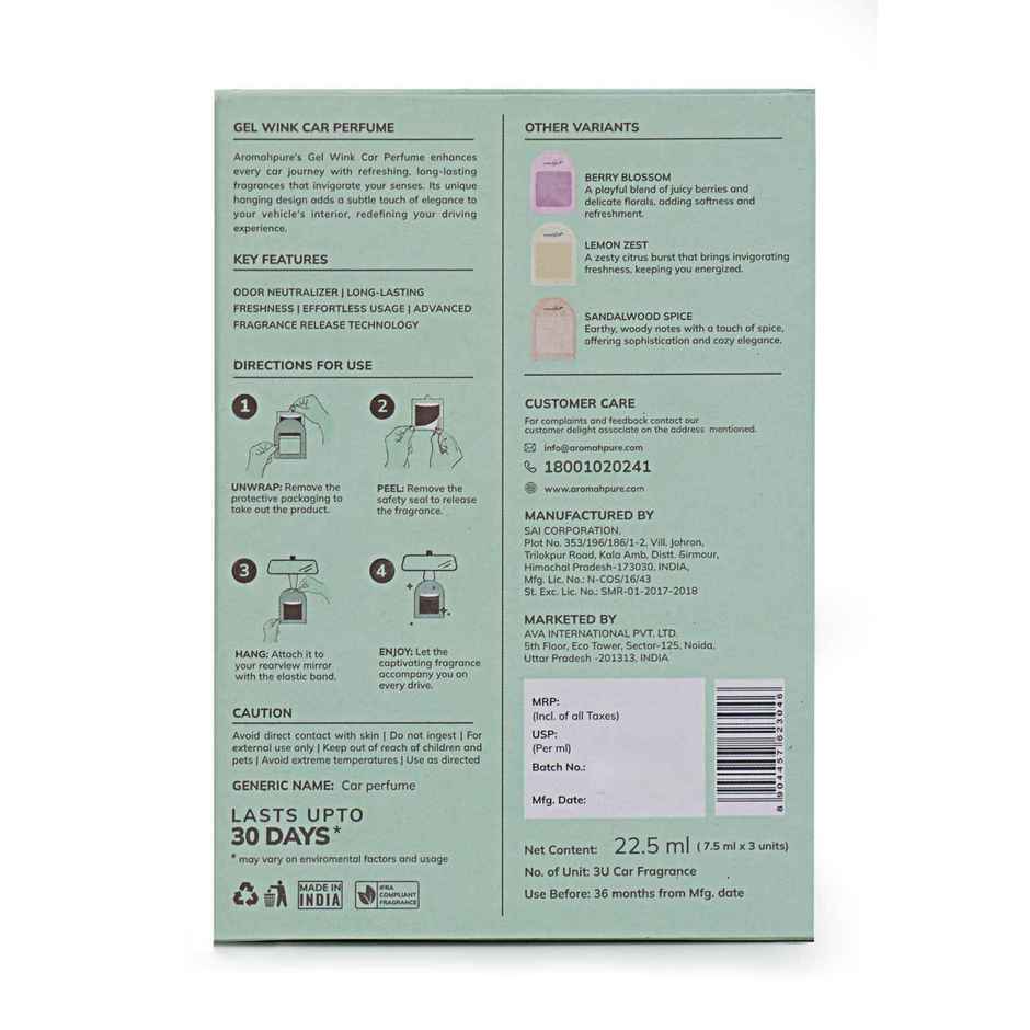 Aromahpure Gel Wink Car Perfume - Lavender | Musk | Aqua | Pack of 3 | Long-Lasting | 30 Days