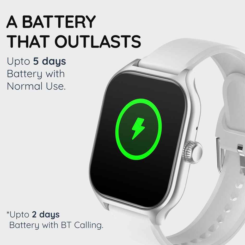 Pebble Vista Smartwatch with Bluetooth Calling | 1.99" Rectangle Display | Heart Rate Monitor - Silver