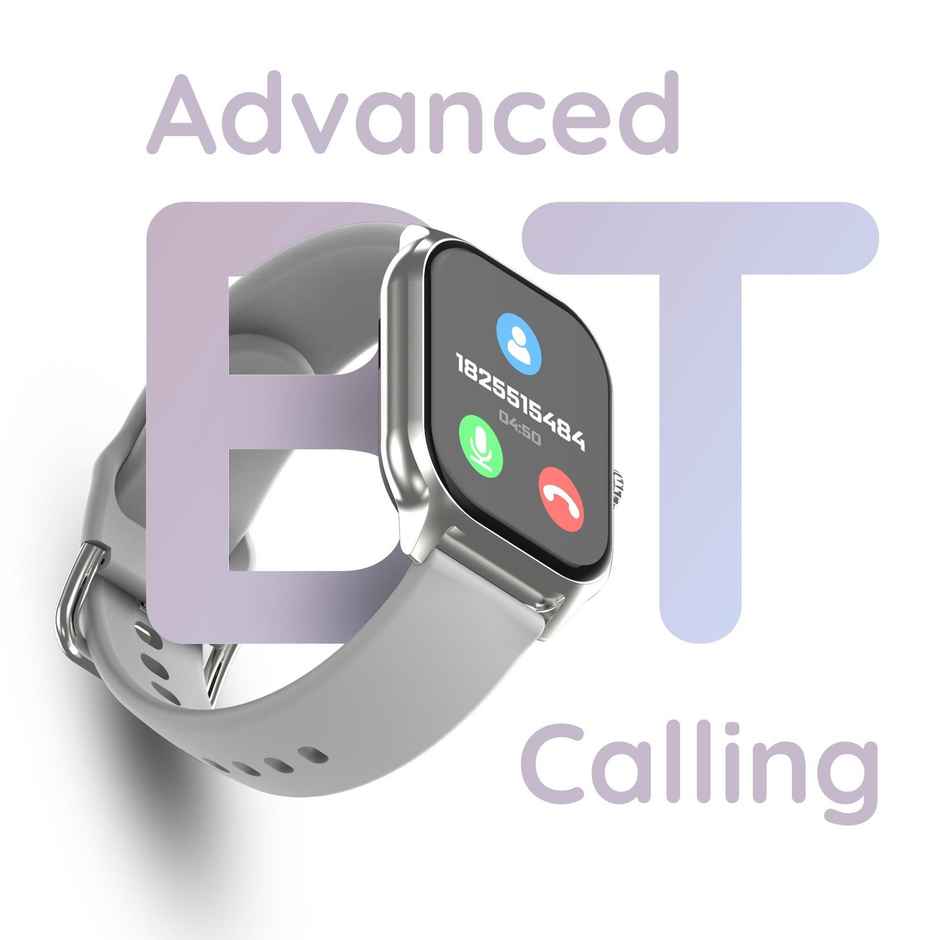 Pebble Vista Smartwatch with Bluetooth Calling | 1.99" Rectangle Display | Heart Rate Monitor - Silver