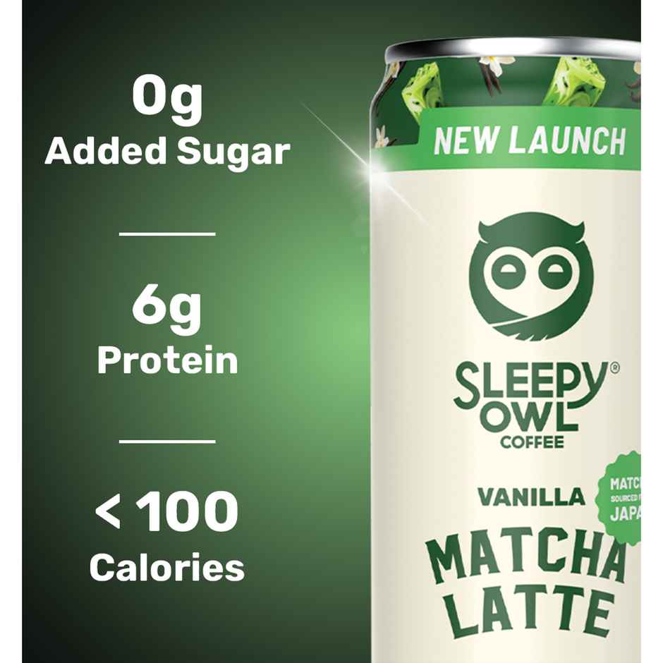 Sleepy Owl Vanilla Matcha Latte Can | Ready to Drink Authentic Japanese Matcha Tea