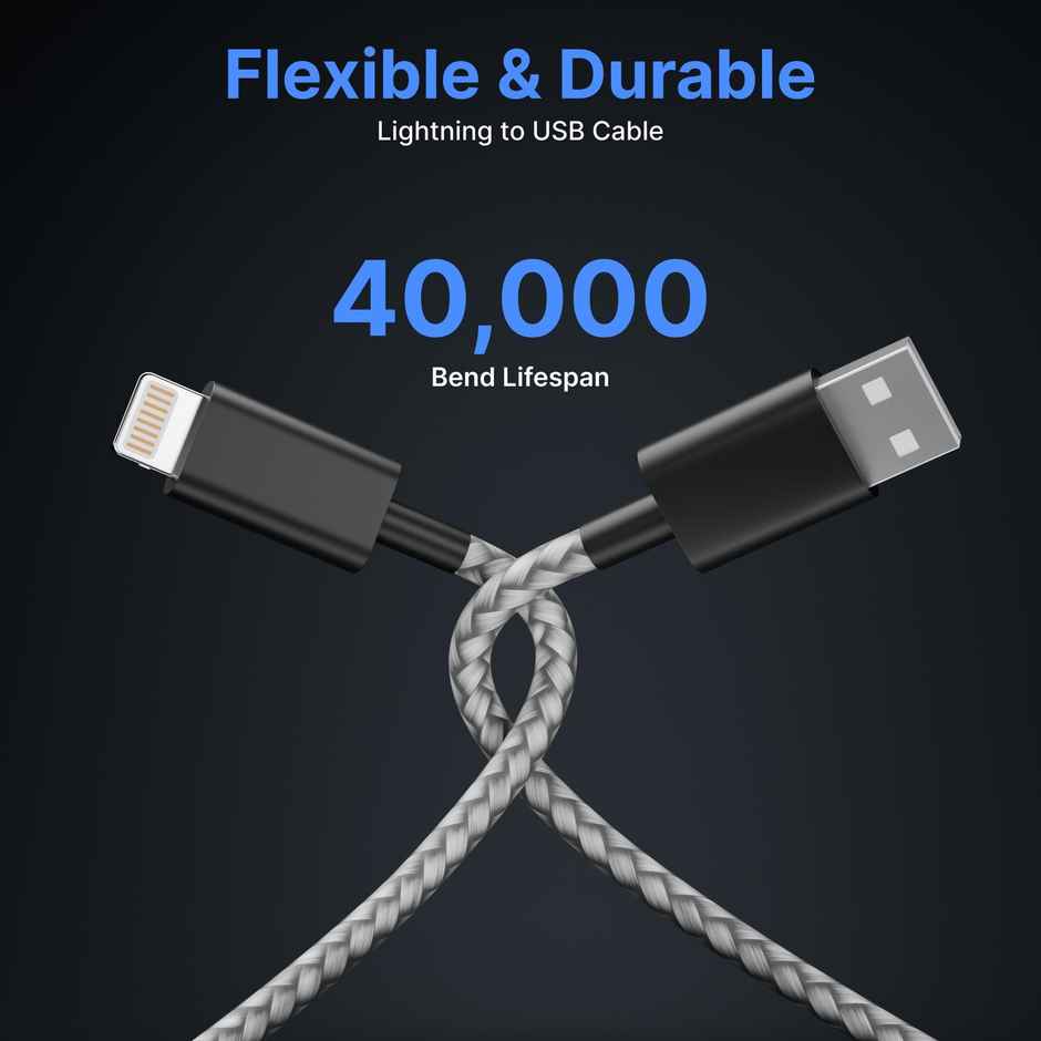 Ailkin USB to Lightning Cable Braided for iPhone | 1.5 M | Black & White