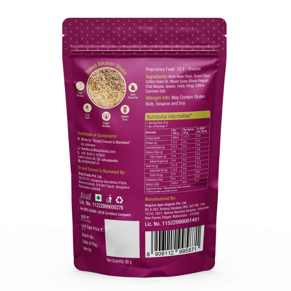 Protein Chef High Protein Bikaneri Bhujia | Sprouted Flour, No Palm Oil Bhujiya Healthy Snacks 