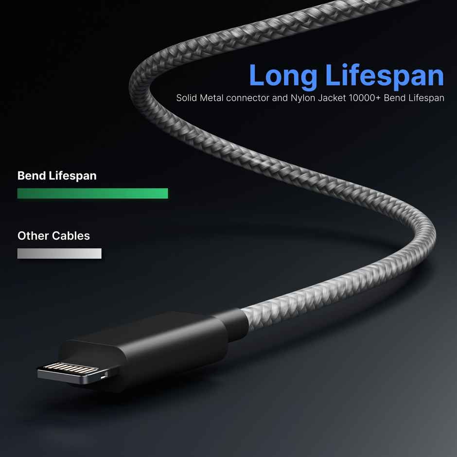 Ailkin USB to Lightning Cable Braided for iPhone | 1.5 M | Black & White