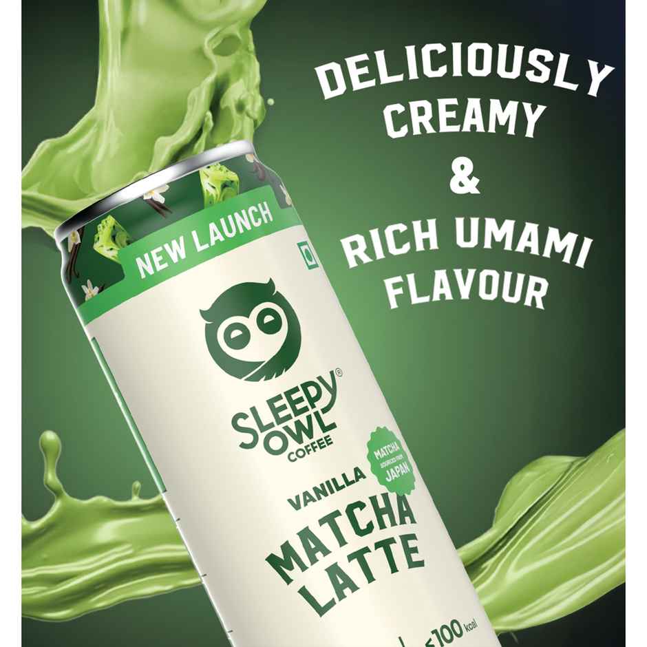 Sleepy Owl Vanilla Matcha Latte Can | Ready to Drink Authentic Japanese Matcha Tea