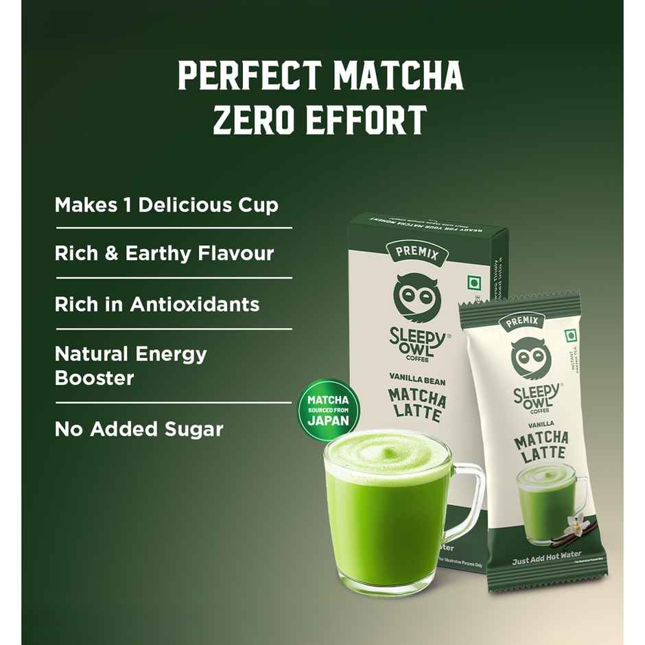 Sleepy Owl Vanilla Matcha Tea Premix Sachet Authentic Japanese Matcha Latte