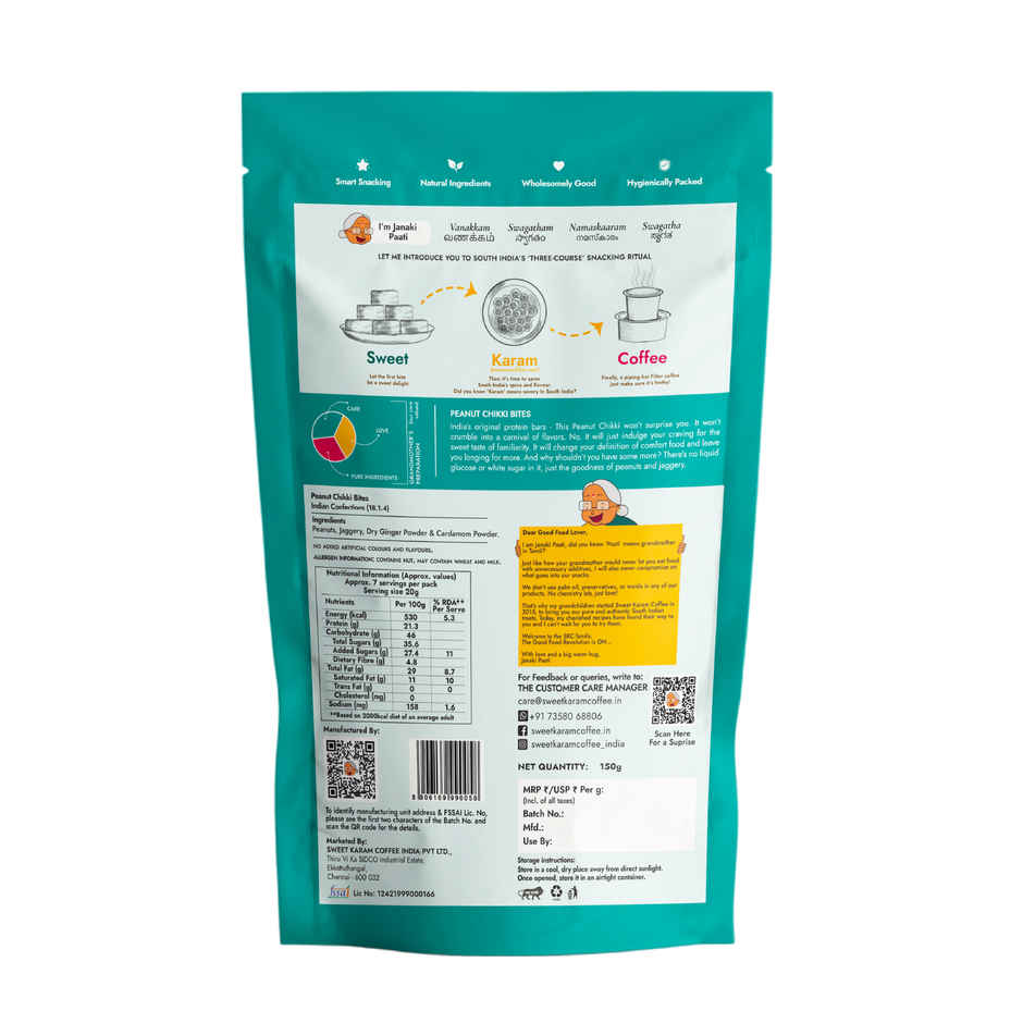 Sweet Karam Coffee Peanut Chikki Bites - No White Sugar, No Liquid Glucose