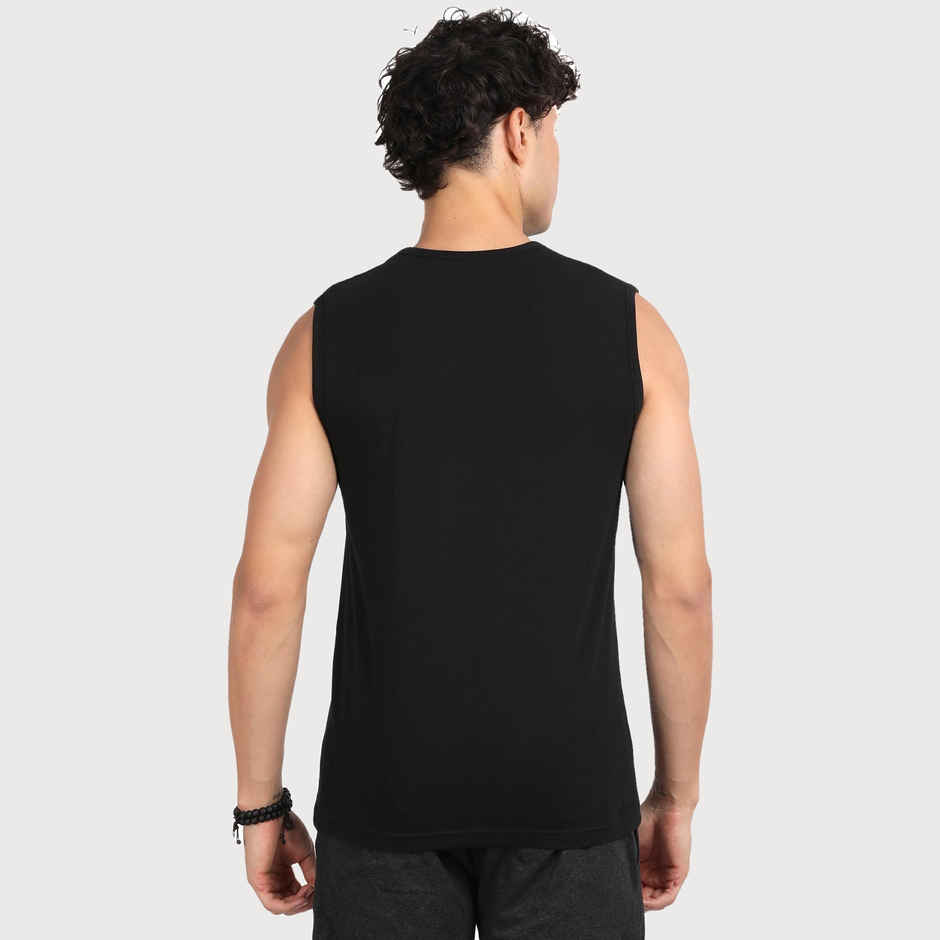 Pepe Jeans Mens Black Cotton Solid Gym Vest - Pack of 1 (S) Comfort Fit, Soft Fabric, Breathable