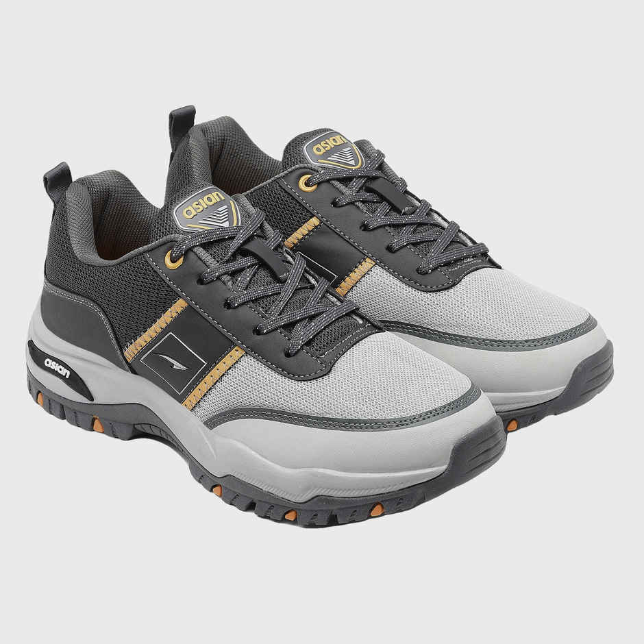 Asian Everest-02 Trekking Shoes For Men Grey Orange | UK-9