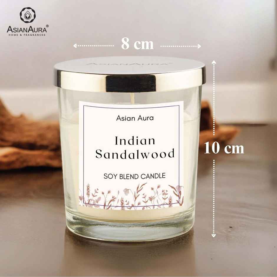 Asian Aura Premium Scented Glass Jar Candle | Indian Sandalwood