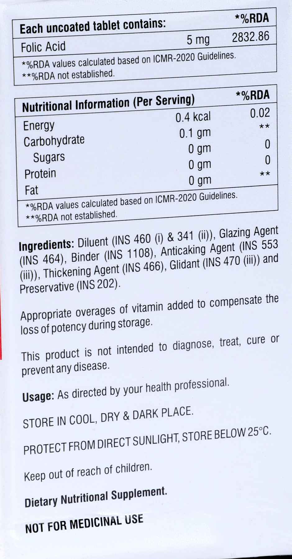 Genericart Folic Acid 5 Mg Tablet